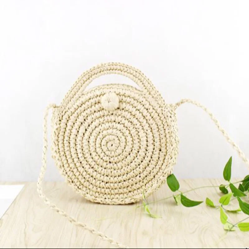 Круглая плетеная сумочка ручной работы XMESSUN винтажная соломенная вязаная