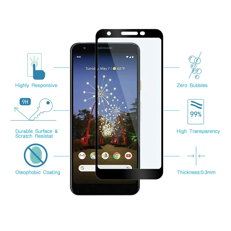 2 шт. полное покрытие Закаленное стекло пленка для Google Pixel 3A/3A XL Защитное экрана