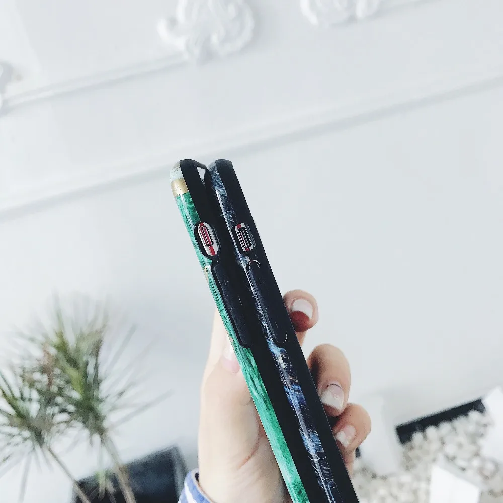 Роскошный глянцевый зеленый черный мраморный чехол для телефона iPhone 7 X 6 S 8 Plus XS MAX