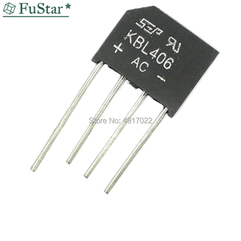 

10PCS 4A 600V Diode Bridge Rectifier kbl406 KBL406 DIP4 Copper Foot Flat Bridge KBL 406 New Hot