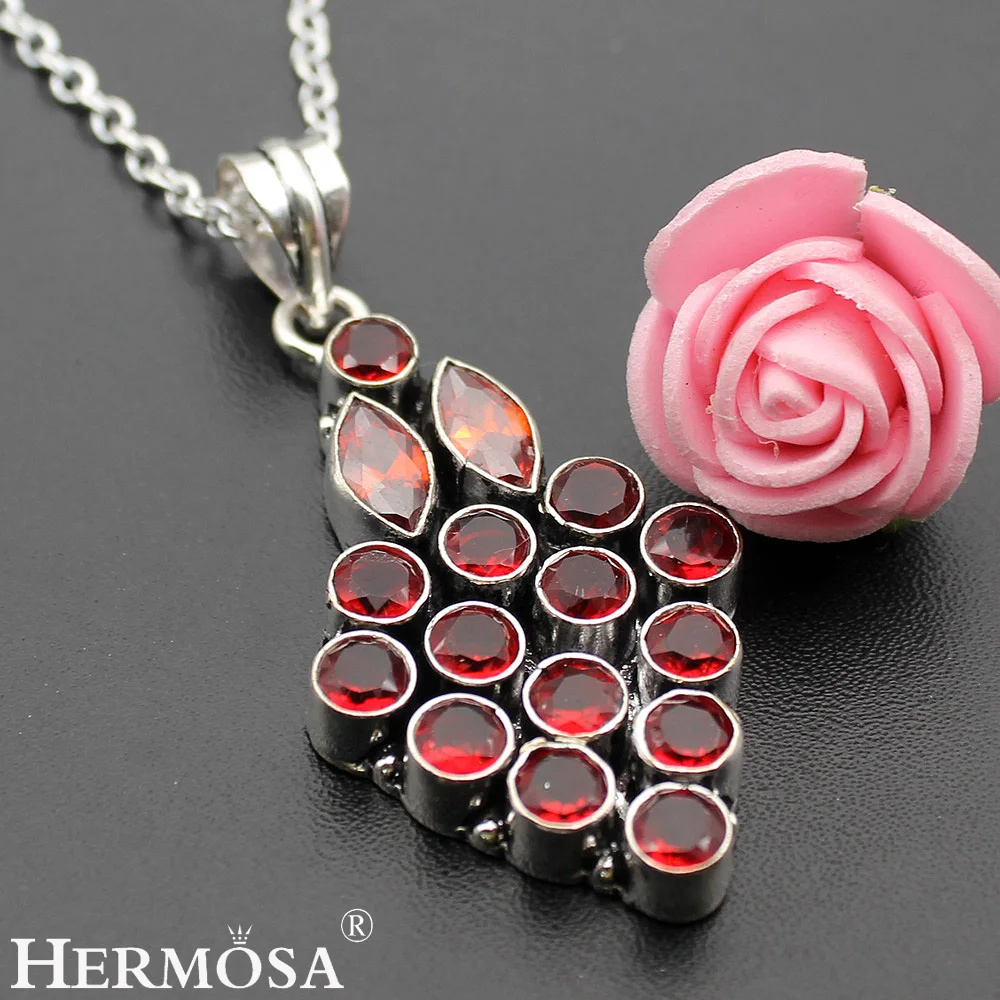 Hermosa ювелирные изделия современные уникальные гранат из стерлингового серебра 925