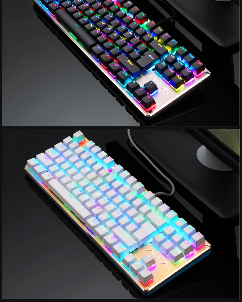 GK104 Механическая игровая Проводная клавиатура RGB на заказ 16,8 миллионов цветов 87/104 анти-ореолы русский/английский подсветка рабочего стола