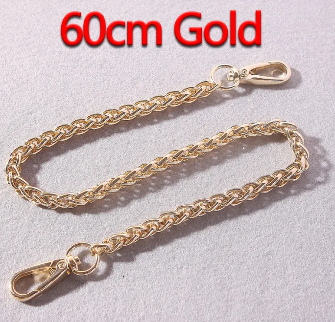 60cm Gold DIY 40 см-140 см МЕТАЛЛИЧЕСКИЕ Сменные цепочки, плечевые ремни для сумок, 8 мм золотые, серебряные, оружейные черные, бронзовые ручки для сумок - Цвет: 60cm Gold