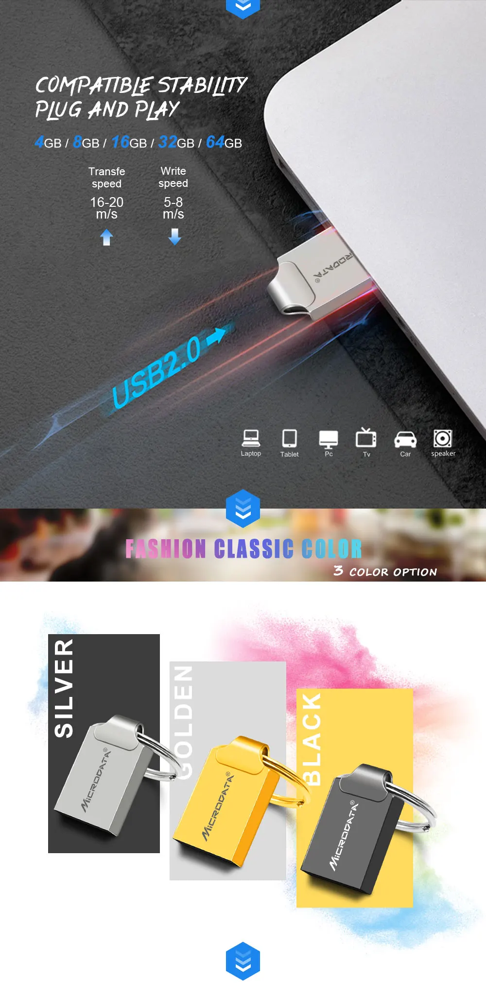 Мини-металлическая ручка с кольцом для ключей, металлический USB флеш-накопитель, 128 ГБ, 64 ГБ, 32 ГБ, 16 ГБ, 8 ГБ, микро-карта памяти, u-диск