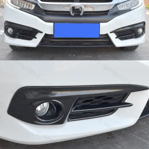 4x Carbon Fibber Color Fit For Honda Civic 16+ Front &amp Rear Fog Light Cover Trim | Автомобили и мотоциклы