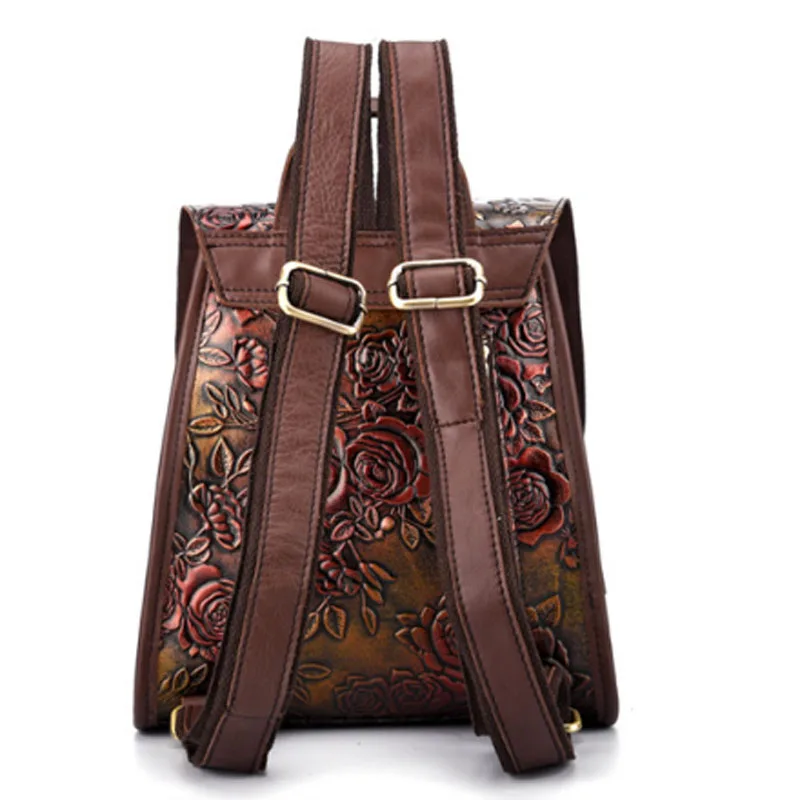 Женский рюкзак из натуральной кожи с тиснением в стиле ретро|rucksack brand|brand rucksackbackpack