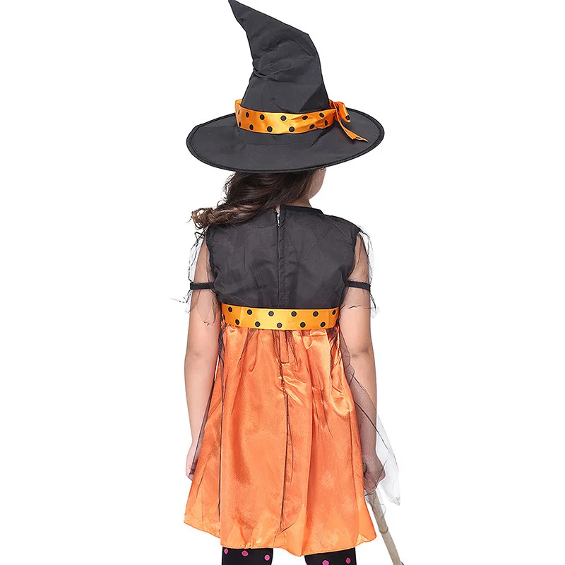 

Halloween Cosplay Costume Girls Witch Dress Hat Princess Party Dresses Kids Gift Carnival Halloween Anime Cosplay Witch Costumes