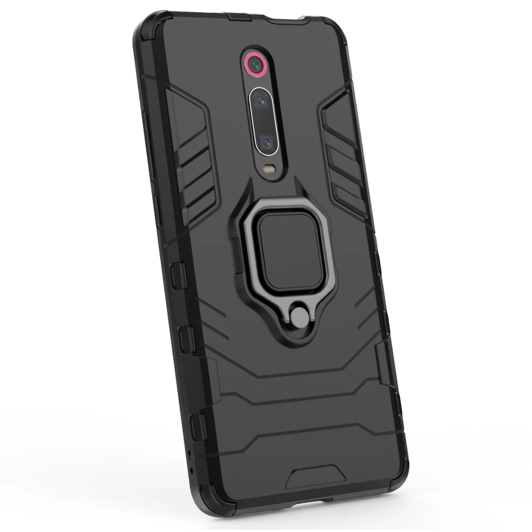 Гибридный чехол с кольцом-подставкой для Xiaomi Mi 9T Pro жесткий силиконовый +