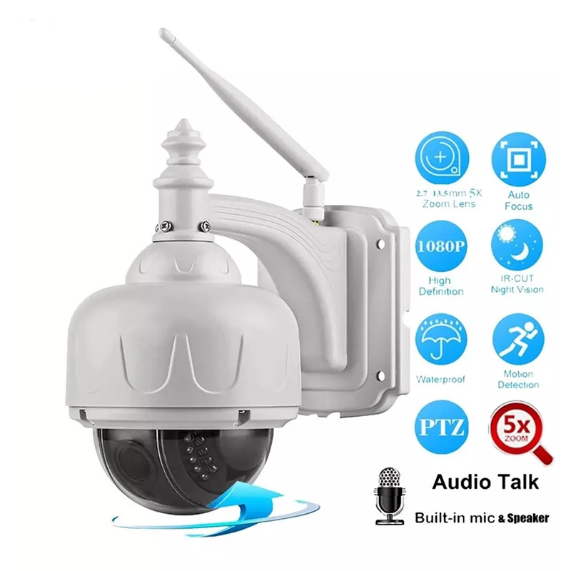 2.0MP 1080P наружная Водонепроницаемая PTZ камера 5X оптическая зум ip двухсторонняя