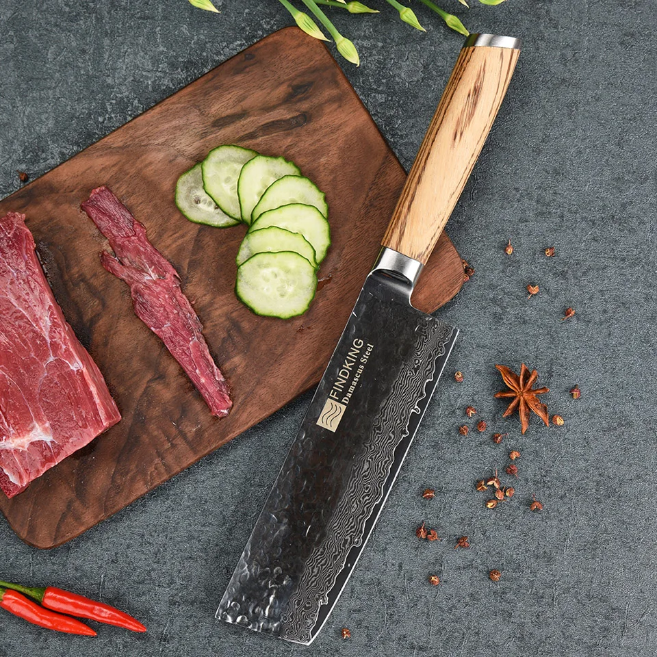 FINDKING 2017 Новый дамасский стальной нож зебра с деревянной ручкой 6 5 дюйма шеф повар