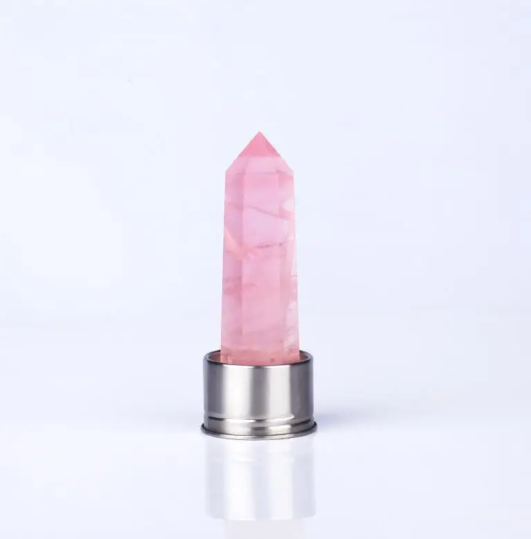 rose Натуральный кристалл бутылка для воды кристаллические палочки с Кристал острый бутылка для воды с крышкой воды целебные основы стеклянная бутылка-включает в себя бутылку - Цвет: rose