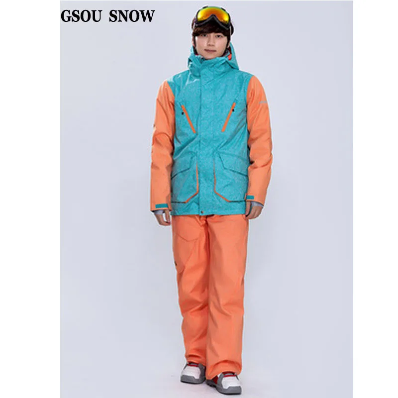 

Men's Single Board Double Board Ski Suit Outdoor Leisure Sports GSOU SNOW Men's Waterproof Windproof Thickening Warm Ski Suit