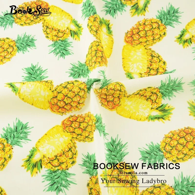 Booksew 100% хлопчатобумажная Поплиновая ткань с изображением ананасов для шитья