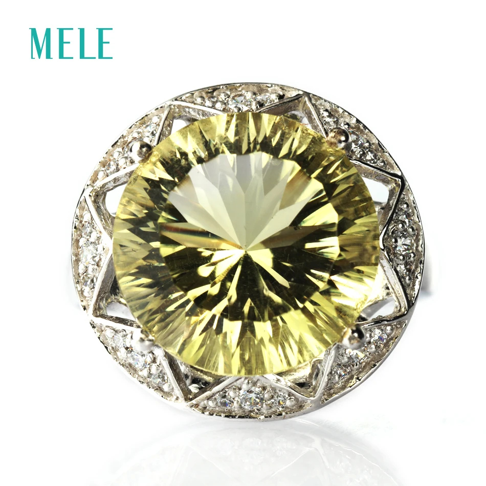 Натуральный дымчатый кварты и лимонный кварц серебряное кольцо цветок резки