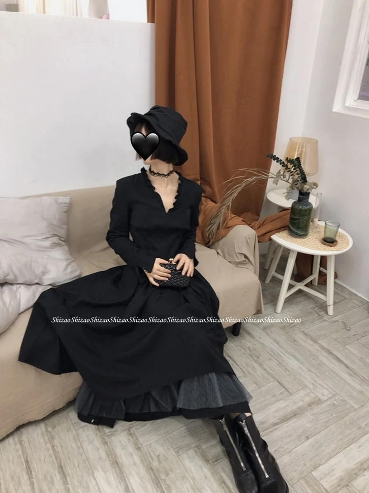 DEAT Новая летняя модная женская одежда с v-образным вырезом и длинными рукавами, кружевное лоскутное платье с открытой спиной и высокой талией WH38501L