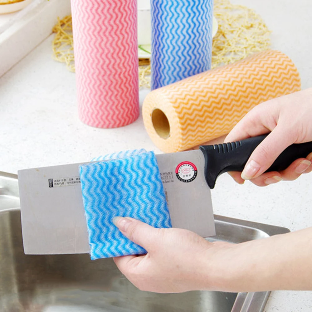 50 шт./рулон нетканого материала кухонной чистящей ткани многофункциональная