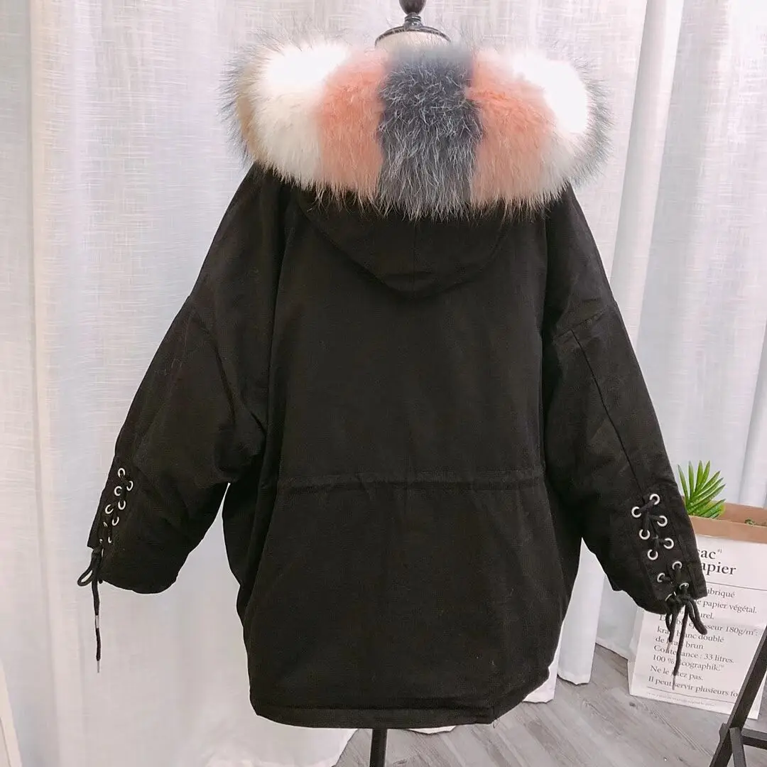 Fitaylor енота меховой воротник с капюшоном зимняя куртка пальто для женщин белая