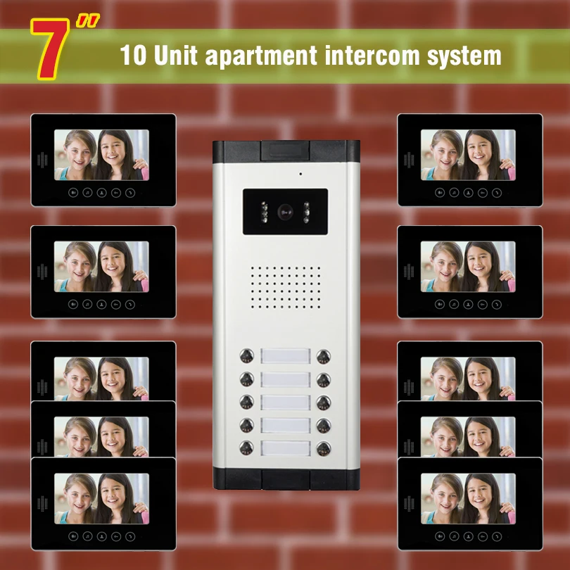 10 единиц Квартира видео домофон Системы дверной звонок для квартиры визуальное