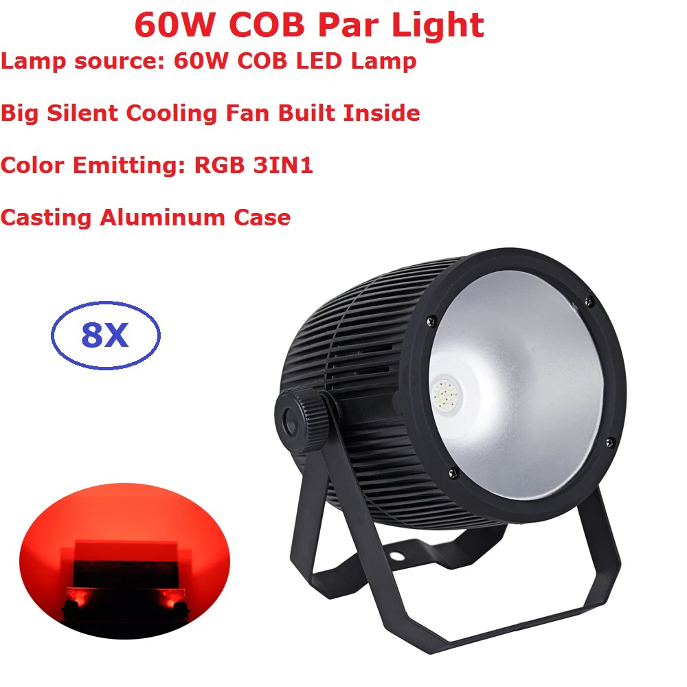 8 шт./лот 60 Вт RGB 3 в 1 светодиодный COB Par Светильник высокая яркость светодиодные