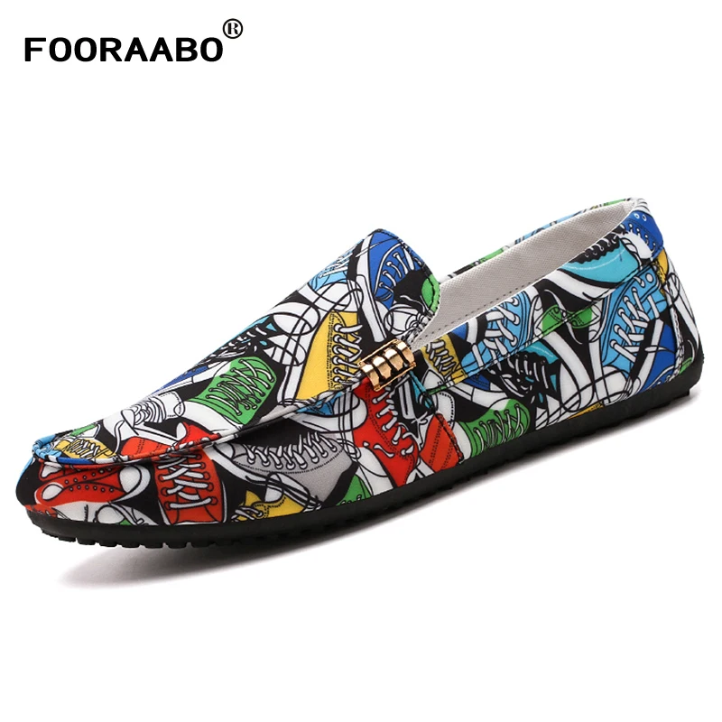 Fooraabo/Новинка года; модные мужские лоферы; повседневная обувь; летние мягкие мужские лоферы с рисунком; дышащая обувь; мужская обувь на плоской подошве; zapatos hombre