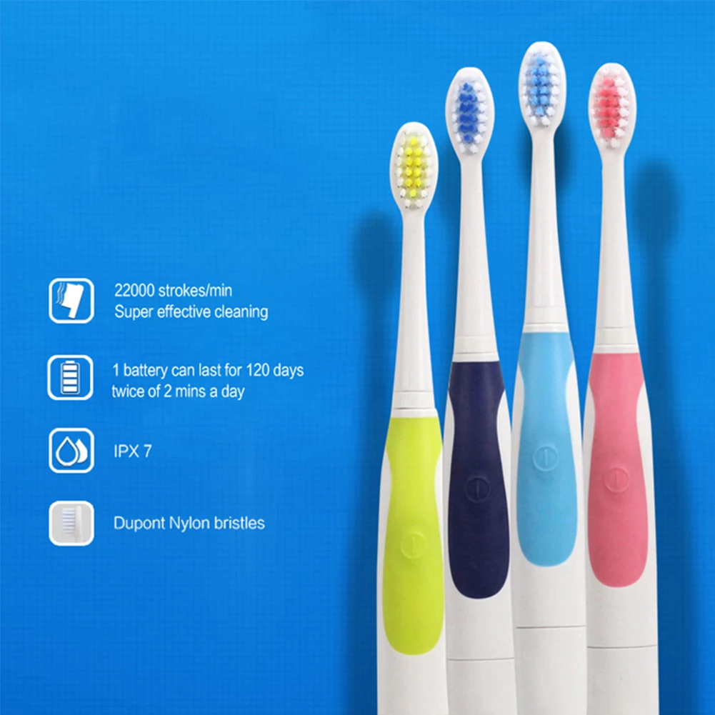 Rotary electric toothbrush adult Teeth whitening tool 3 brush heads IPX7 waterproo Oral cleaning appliance AAA battery 4 color | Бытовая