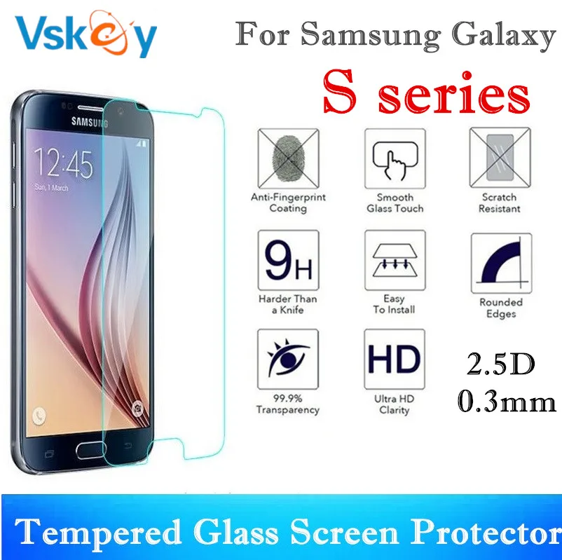 VSKEY 10 шт 2.5D Закаленное стекло для samsung Galaxy S7 S6 S5 S4 S3 Защитная пленка экрана против