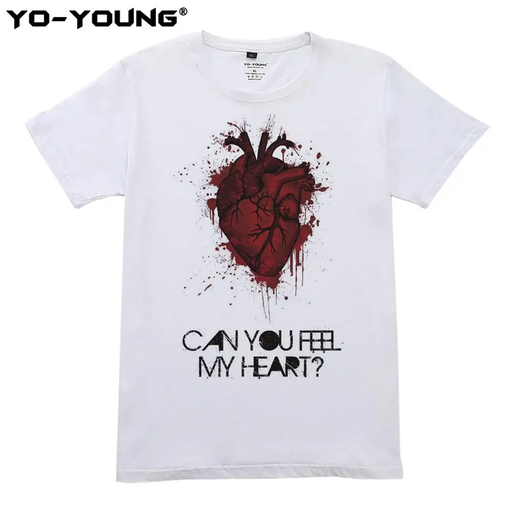 Bring Me The Horizon Can You Feel My Heart мужские футболки с цифровым принтом, чёсаный хлопок, 180 г/м2, мужские футболки на заказ - Цвет: White