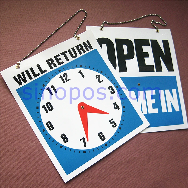 Двусторонний знак с возвратом часов 9 дюймов пластиковая карточка для розничного