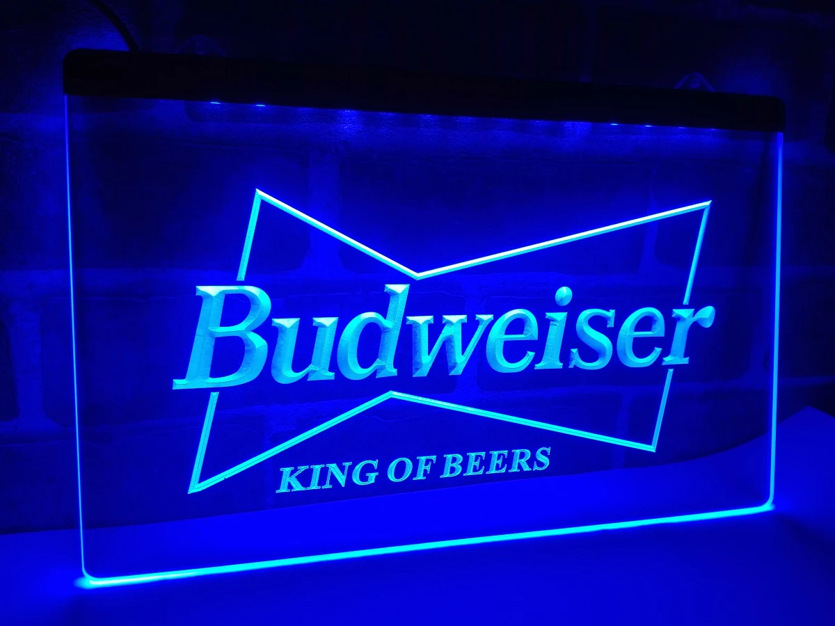 LE009 Budweiser King пивной бар паб клуб светодиодный светодиодная неоновая