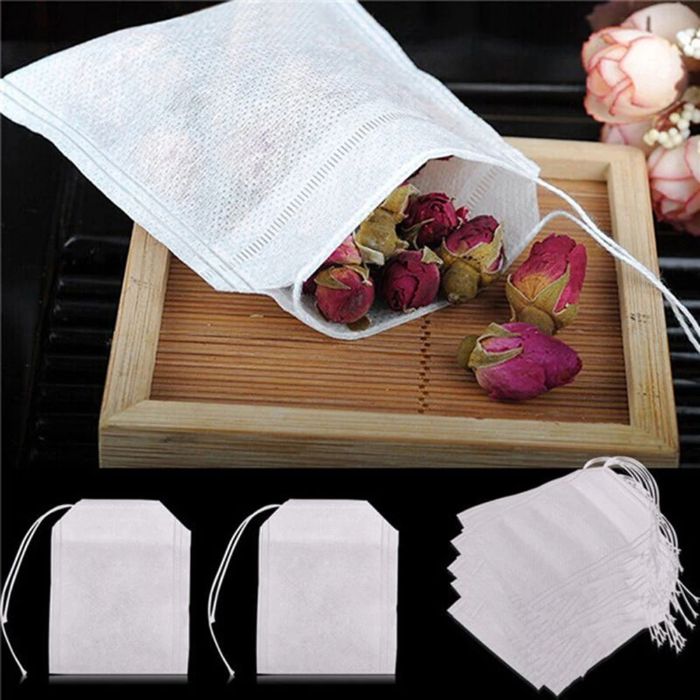 100Pcs/Lot Teabags 5.5 x 7CM Empty Scented Tea Bags With String Heal Seal Filter Paper for Herb Loose Bolsas de te | Дом и сад
