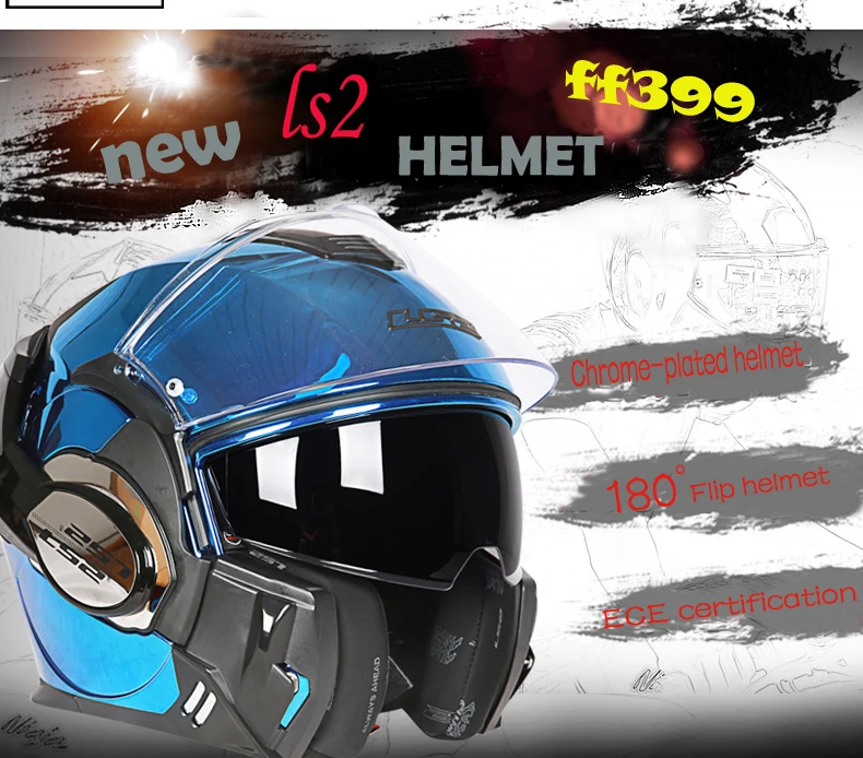 LS2 FF399 флип-ап мото rcycle шлем двойной козырек Аутентичные LS2 Valiant анфас шлемы moto capacete cascos