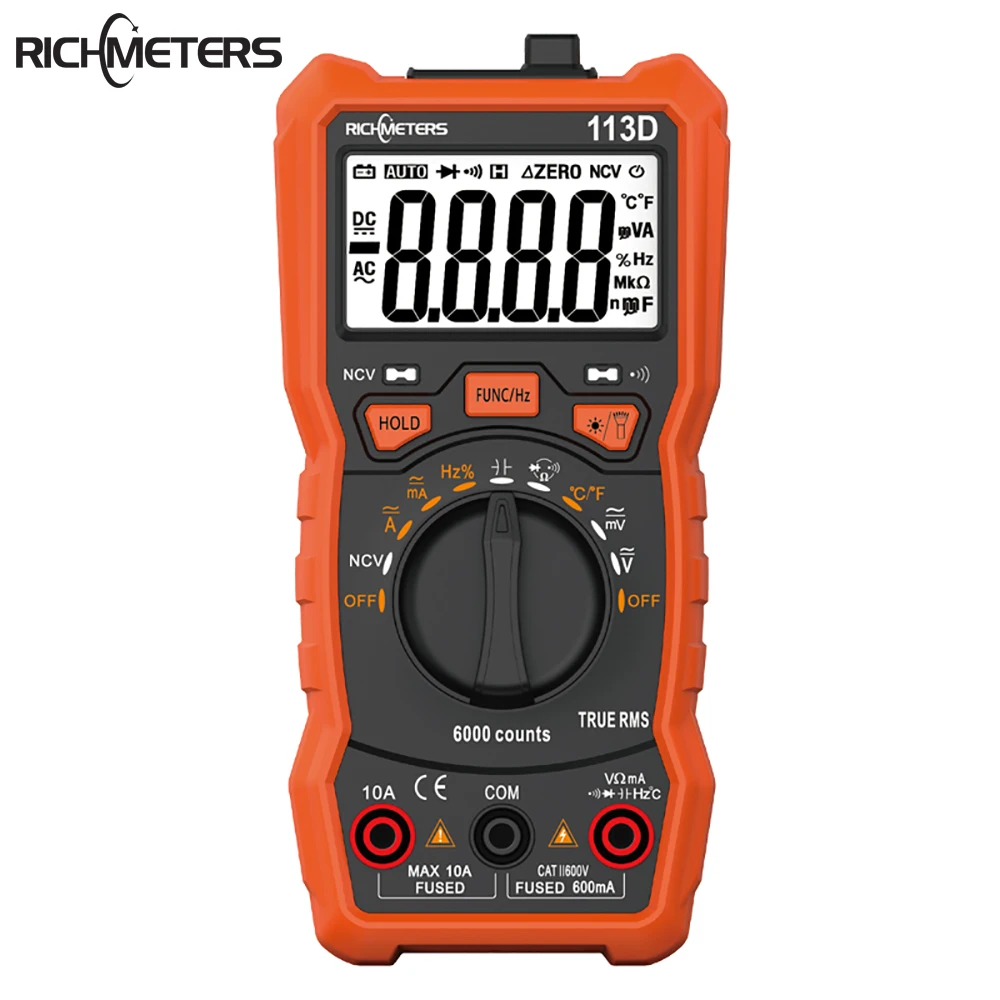 RICHMETERS RM113D бесконтактная проверка напряжения переменного Цифровой мультиметр 6000