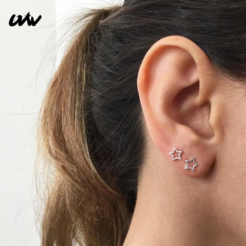 Серьги гвоздики UVW057 2 шт. панк пентаграмма из нержавеющей стали женские
