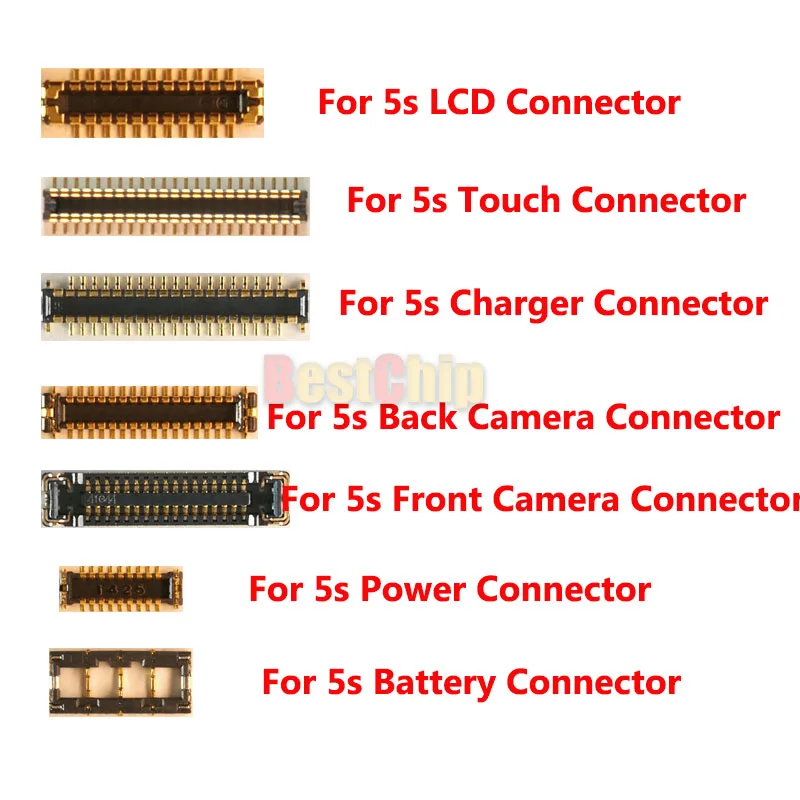 2sets/lot for iphone 5S Full set 7 in 1 LCD touch camera dock power battery FPC Connector on motherboard | Электронные