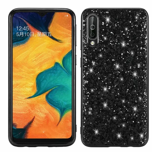 black Чехол для samsung Galaxy A50, роскошный блестящий чехол с блестками, задняя крышка для samsung Galaxy A10 A20 A30 A40 A50 A70, чехол для телефона - Цвет: black