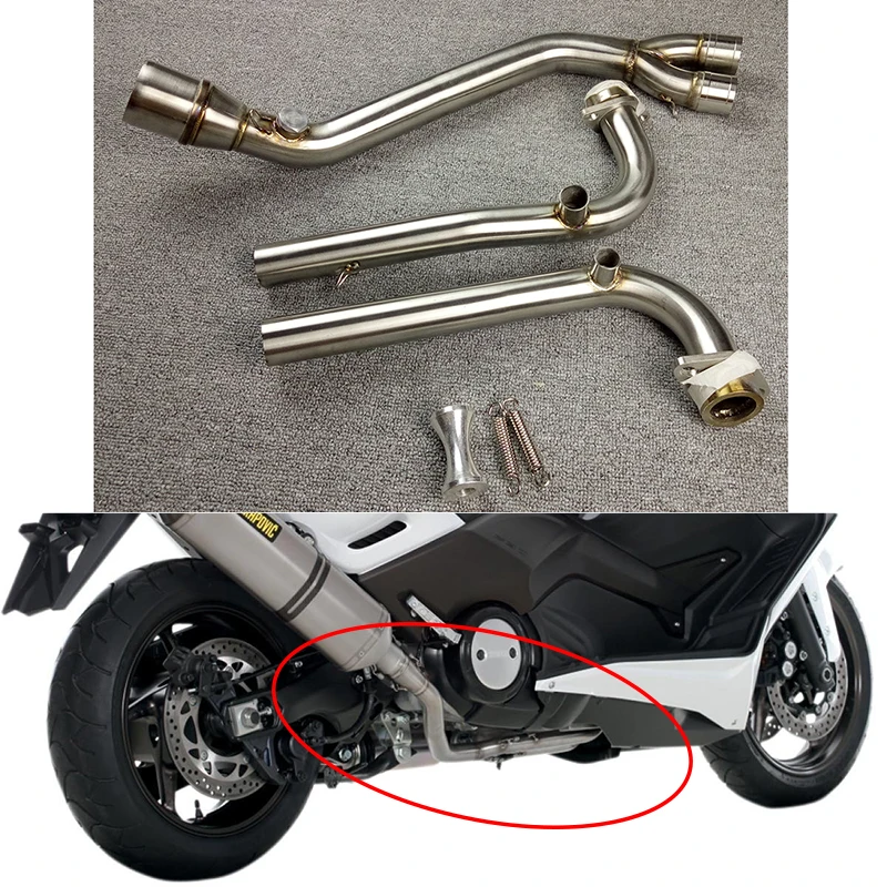 Для Yamaha T-max 530 500 2008- мотоцикл полный Системы гоночный выхлопной глушитель средняя труба Нержавеющая сталь TMAX530 TMAX500