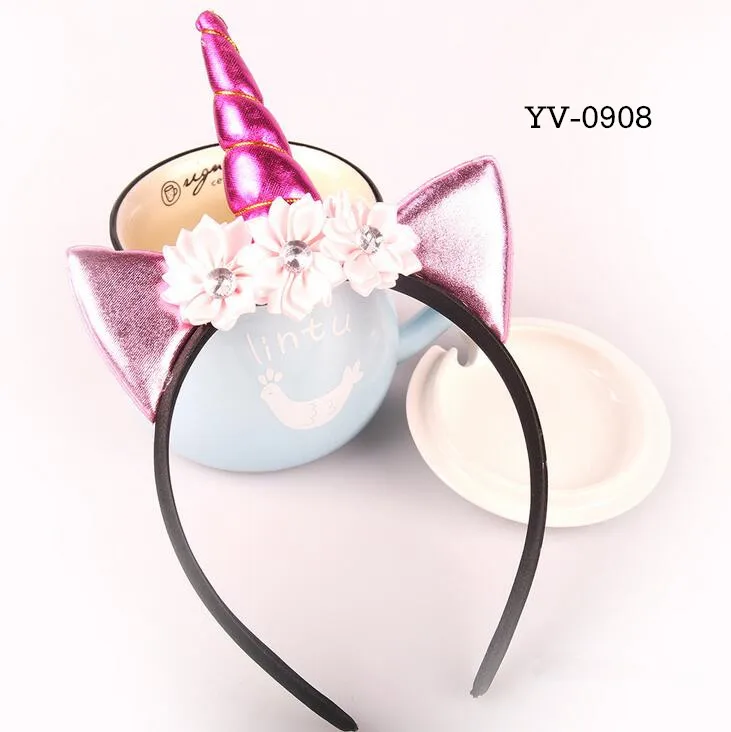 

40pcs DHL Free shippingUnicorn Horn with Head Loop Floral Mix styles