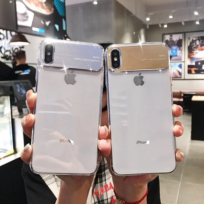 Роскошные прозрачные чехлы с покрытием для iPhone X XR XS MAX Блестящий глянцевый