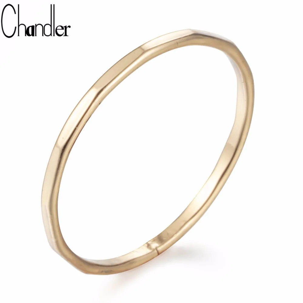 1 шт. медное тонкое кольцо Chandler с ручной огранкой для женщин полированное золотое