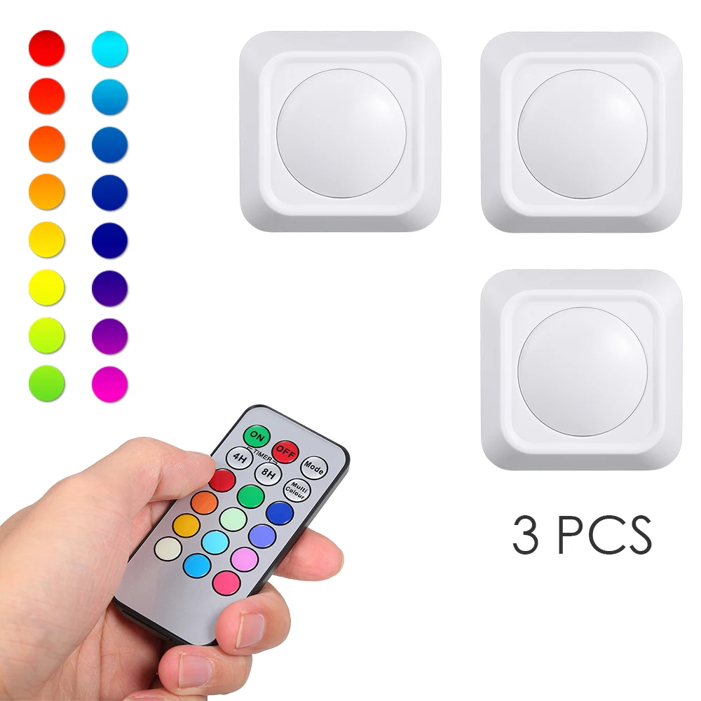 3 шт. светодиодные RGB-лампы для подсветки шкафа 12 цветов | Лампы и освещение
