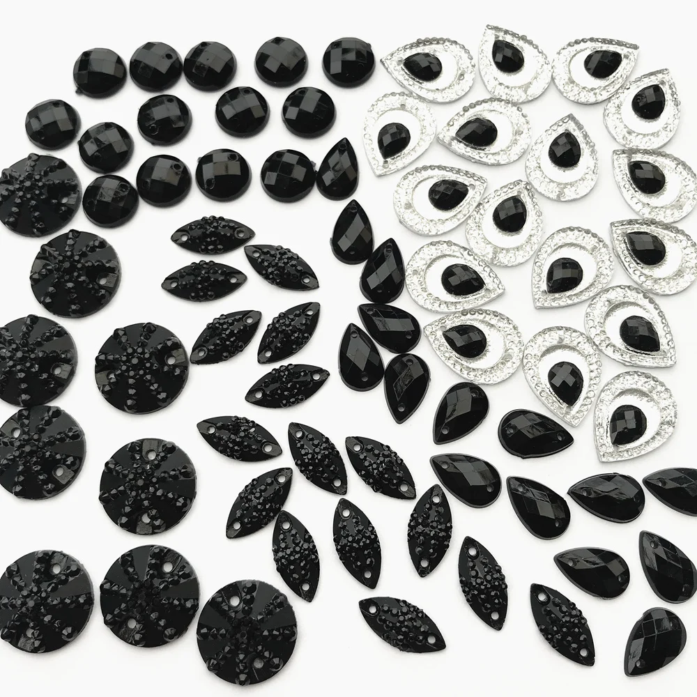 Богиня разнообразные черный пришить камни и кристаллы для шитья Стразы с