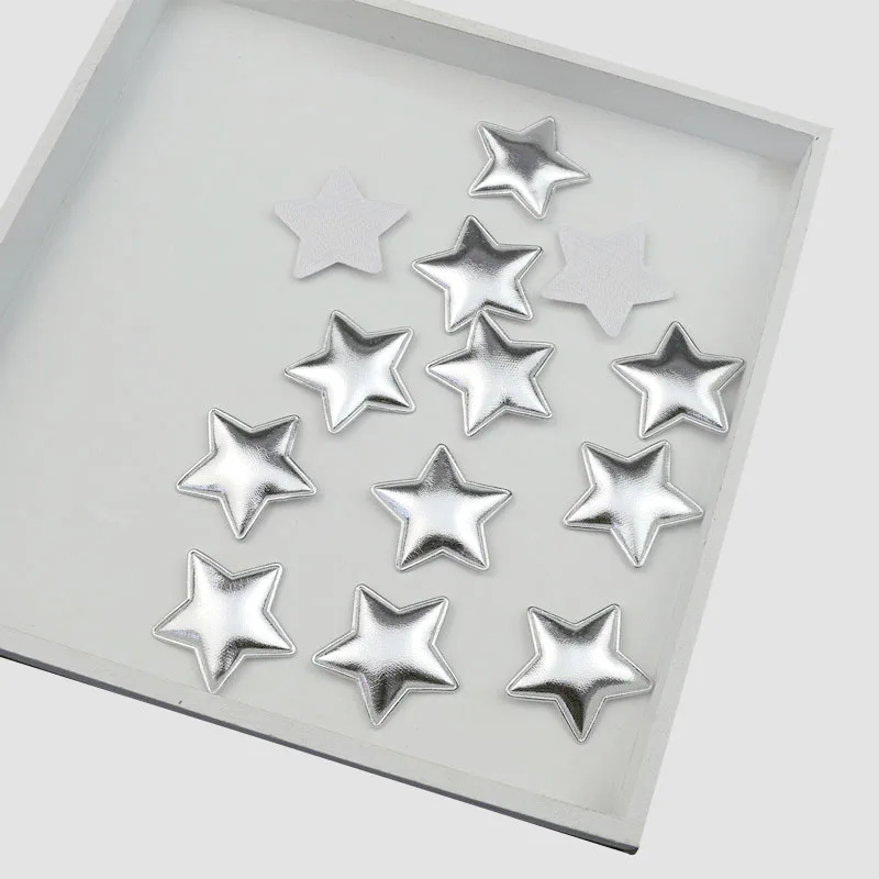 Silver Stars 50 шт. с рисунком короны/звезд/сердца, мягкие патчи, сделай сам, товары для рукоделия, скрапбукинг, аппликация, детские головные уборы, аксессуары, декор с блестками - Цвет: Silver Stars