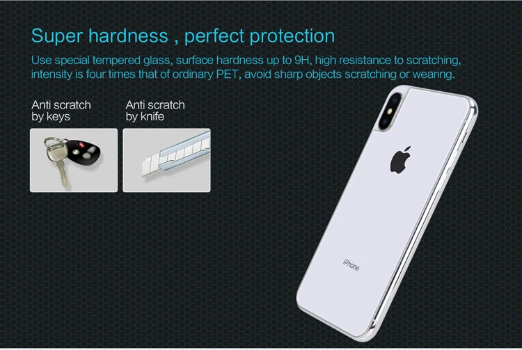 Для IPhone X сзади Плёнки Nillkin 9 H h закаленное Стекло защитный для Apple Вернуться