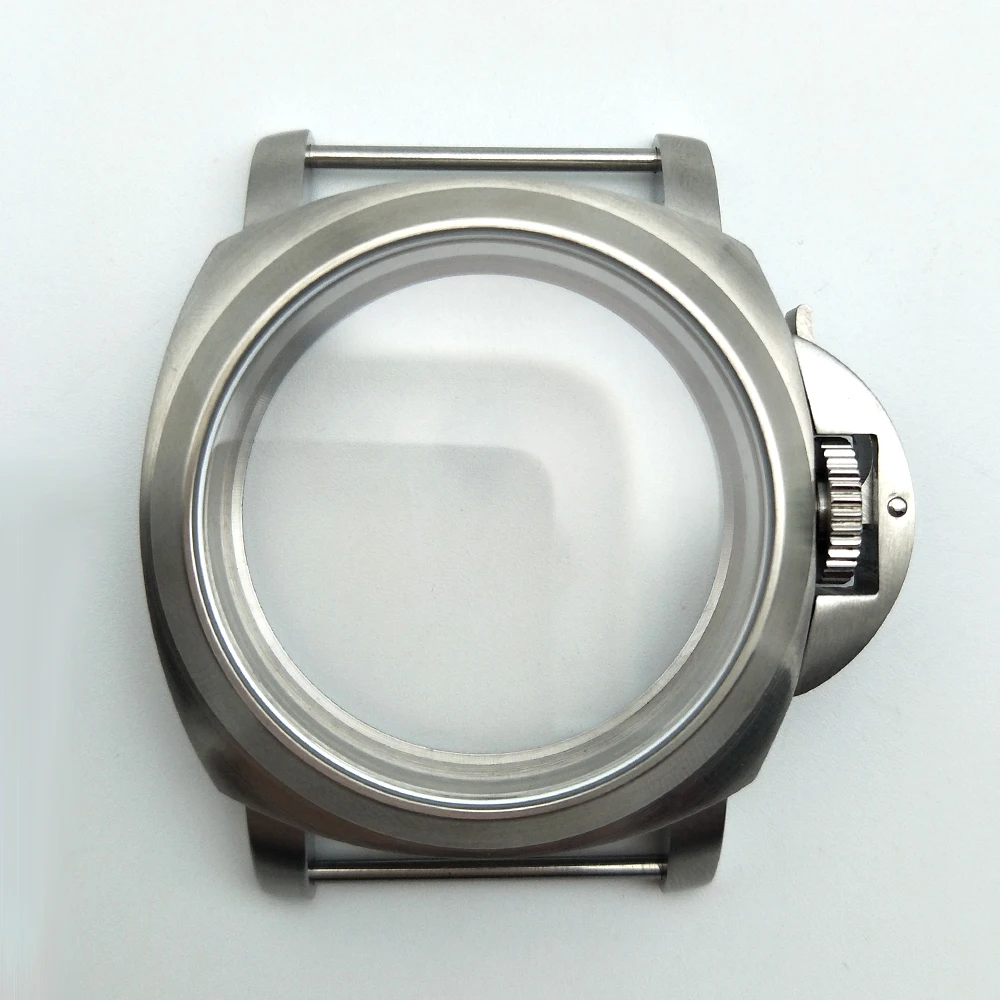 44mm Watch Cases silver brushed 316L housing for 6649/6498 movement back cover perspective 44-2 | Наручные часы