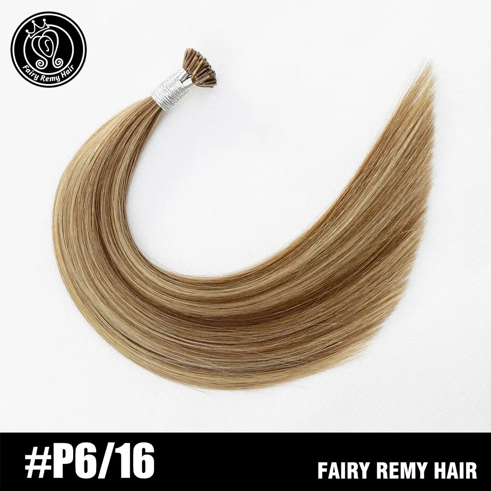 P6-16 Феи remy волосы 0,8 г/локон 1" Remy плоский кончик кератиновые человеческие волосы расширение европейские натуральные волосы на капсуле fusion волосы 50 s/pac - Цвет: P6-16