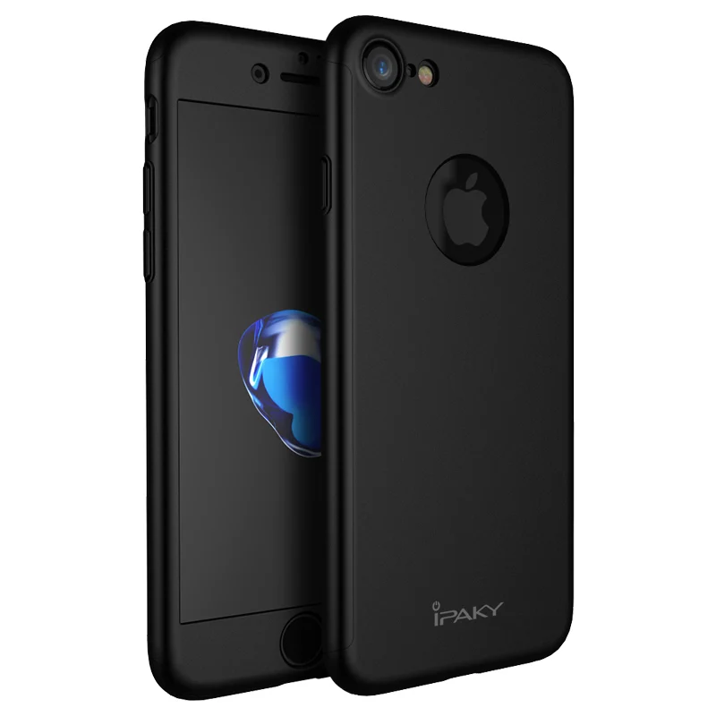 Black 3 в 1, полный защитный чехол для Iphone 5S, IPAKY, 360 градусов, чехол для iPhone X, 7, 8 Plus, противоударный жесткий PC, 6 S, чехол s - Цвет: Black