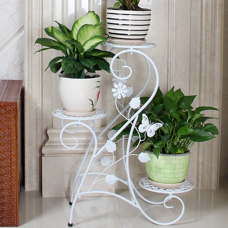 Европейский Железный цветочный горшок мульти балкон напольная полка для