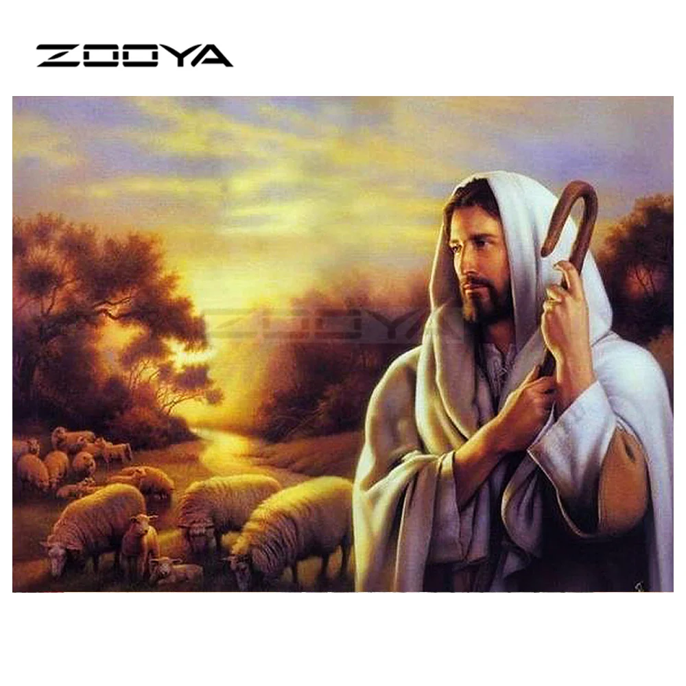 ZOOYA 5D алмазная вышивка сделай сам религия Иисус и Овечка живопись крестиком