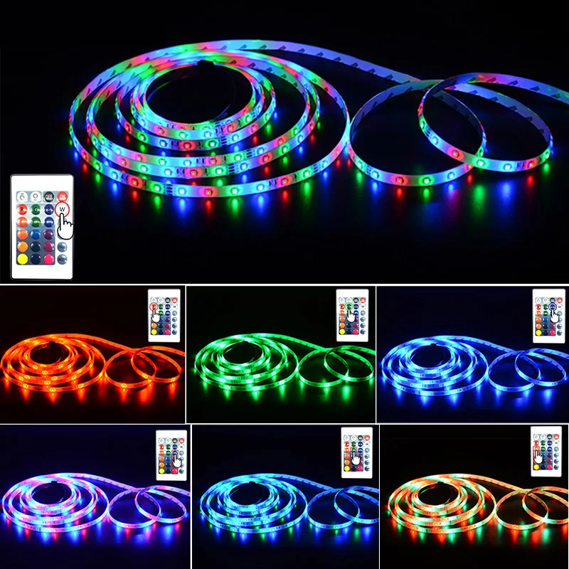 Светодиодный светильник 2835 SMD RGB лента 5 м 10 15 20 DC12V 3528 Гибкая Светодиодная e Диод +