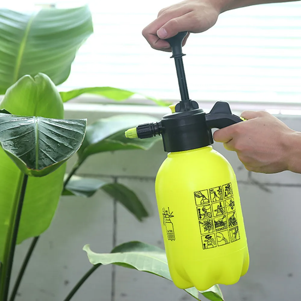 Желтый ручной опрыскиватель 2л растительный цветочный полив горшок спрей